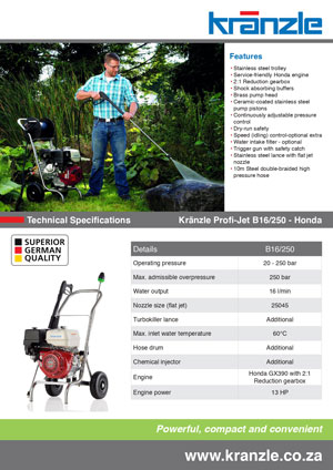 kranzle Honda b16/250 brochure