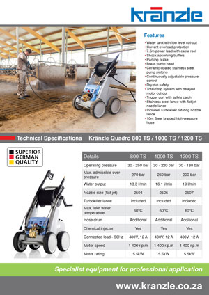 KRANZLE QUADRO 800/1000/1200 TST BROCHURE