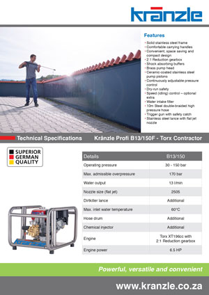 KRANZLE CONTRACTOR TORX B13/150 BROCHURE