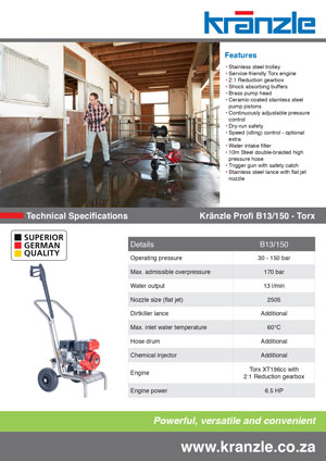 KRANZLE TORX B13/150 BROCHURE