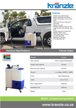 Kranzle sniper carpet cleaner flyer