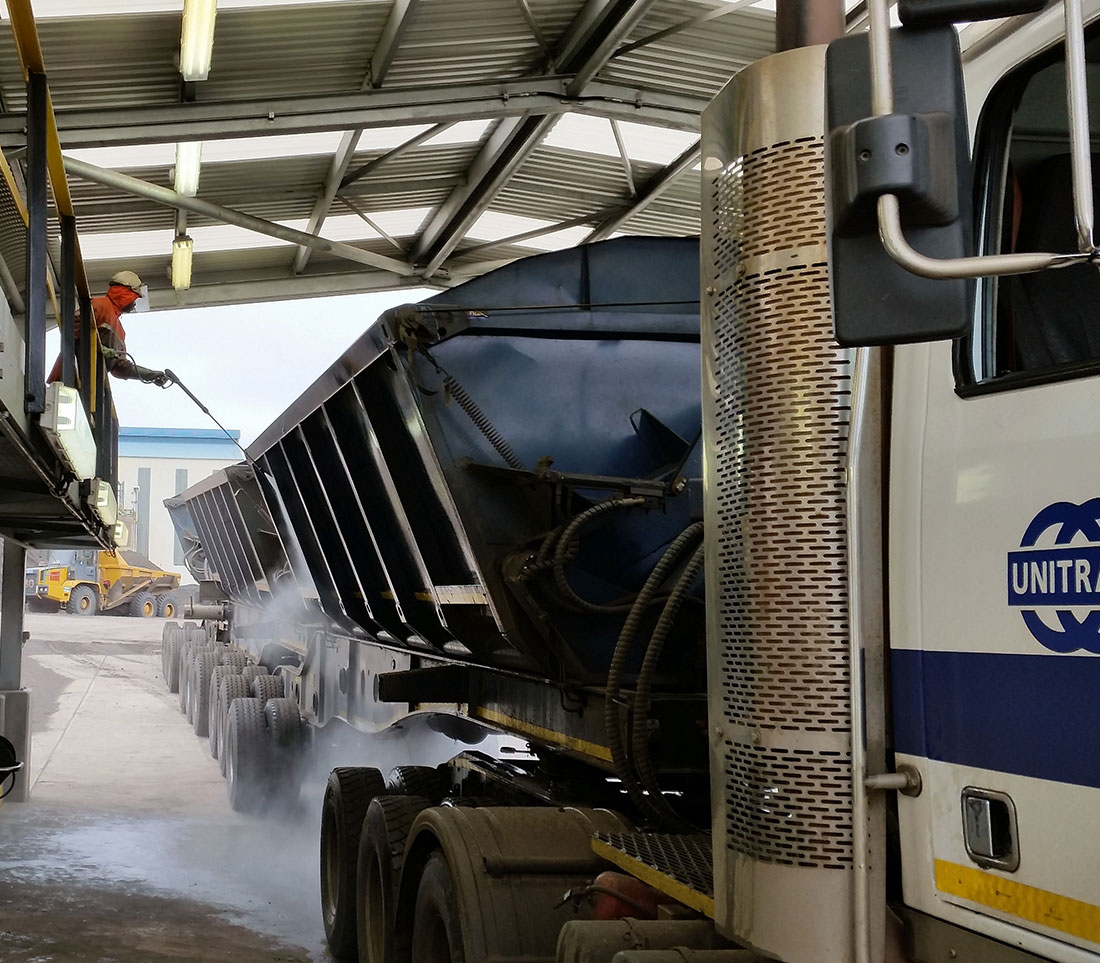 Truck being washed with a Kränzle high pressure cleaner