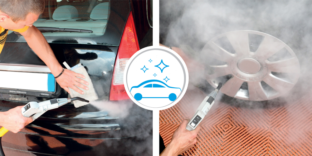 Tecnovap steam cleaning car exterior