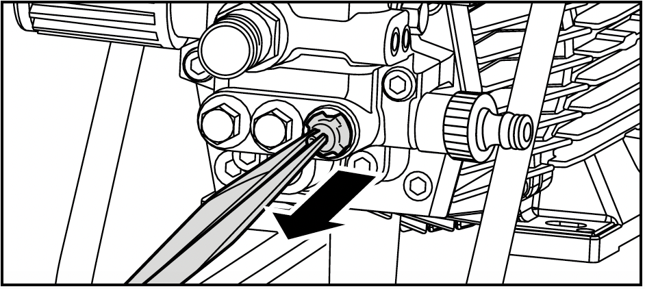 Taking out the valves with a long nose pliers